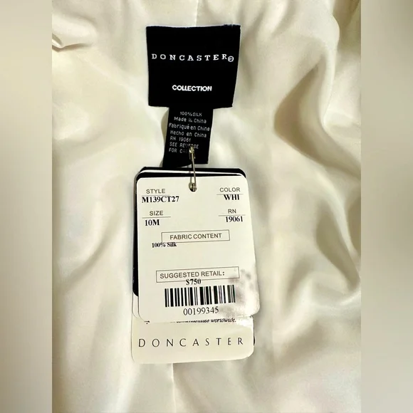 DESIGNER! DONCASTER COLLECTION!🌸100% SILK PEACOAT/DUSTER/White/Size-10 - Picture 13 of 16
